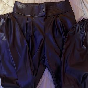 Gabrielle Union Black Faux Leather Joggers